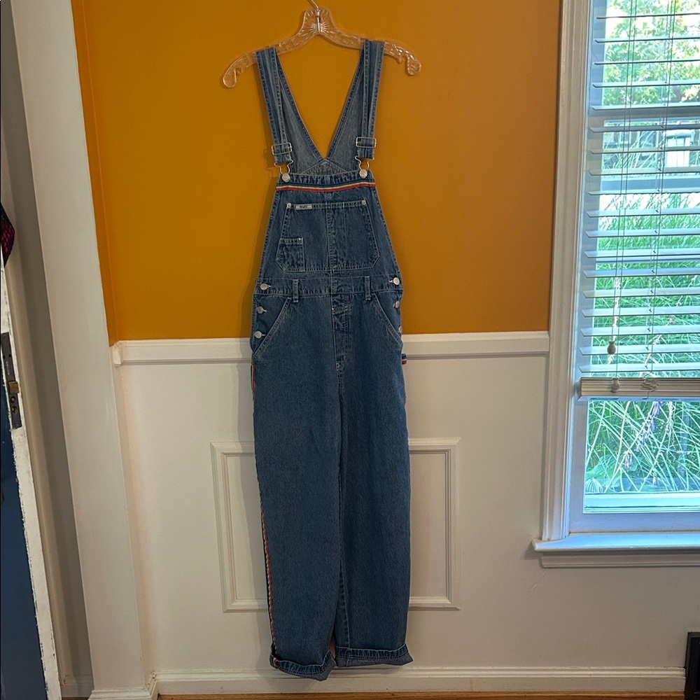 Stylish Denim Overalls with Rainbow Detail - Picture 2 of 9